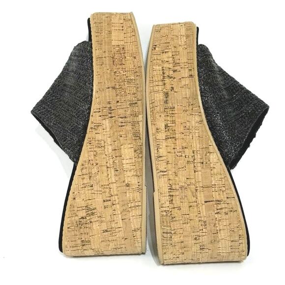 ASOS Design Toya Cork Wedge Black Weave Platform Open Toe Sandals Size 9 - Picture 9 of 10